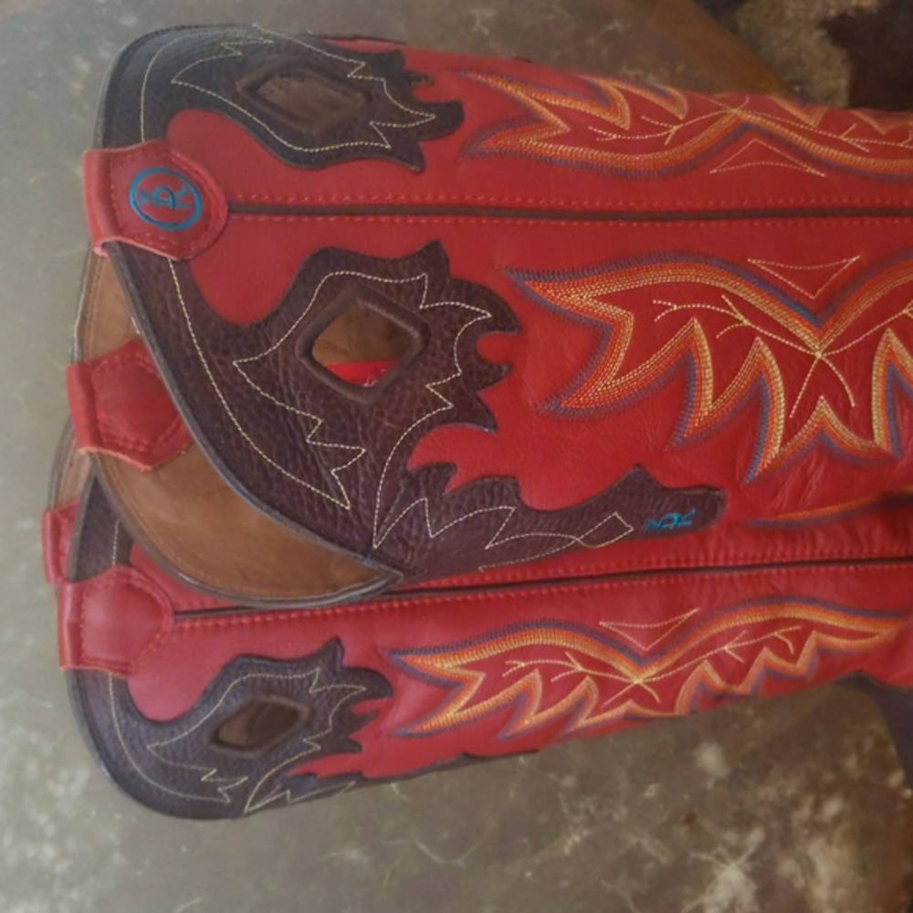 TONY LAMA 3R Buckaroo Rosston Red & Brown cowboy western boots #RR1017 sz 11D - Picture 4 of 16